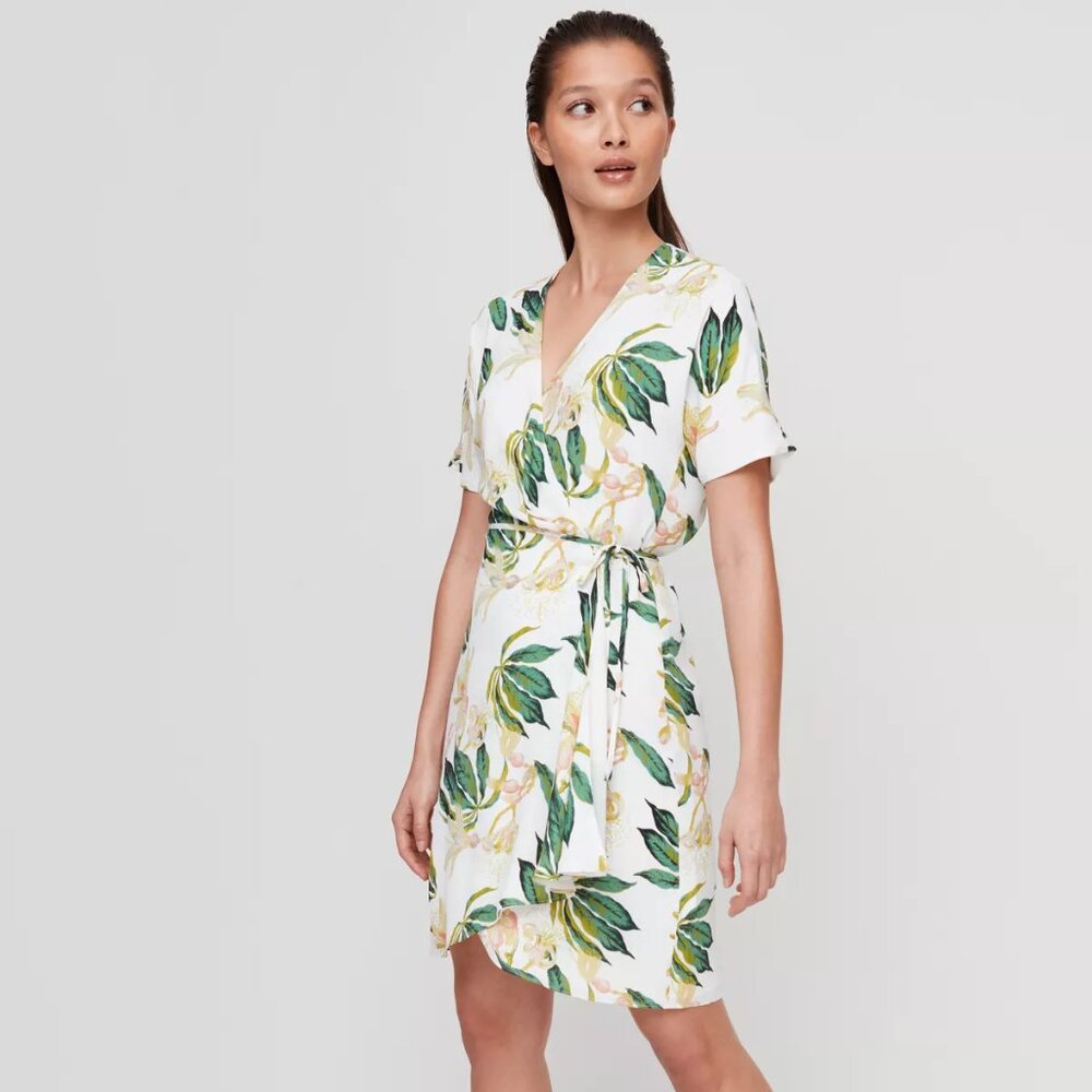 Aritzia Babaton Wallace Wrap Dress in Green/ESpace